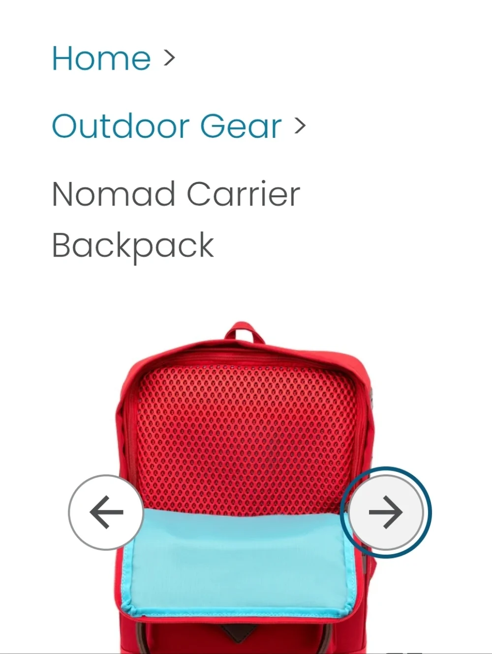 Kurgo Red Pet Backpack with Teal Interior